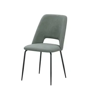 Set 4 Sedie Giulia in Econabuk Verde con Gambe Nere in Metallo, Imbottite