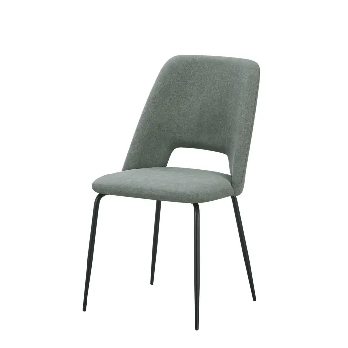 Set 4 Sedie Giulia in Econabuk Verde con Gambe Nere in Metallo, Imbottite