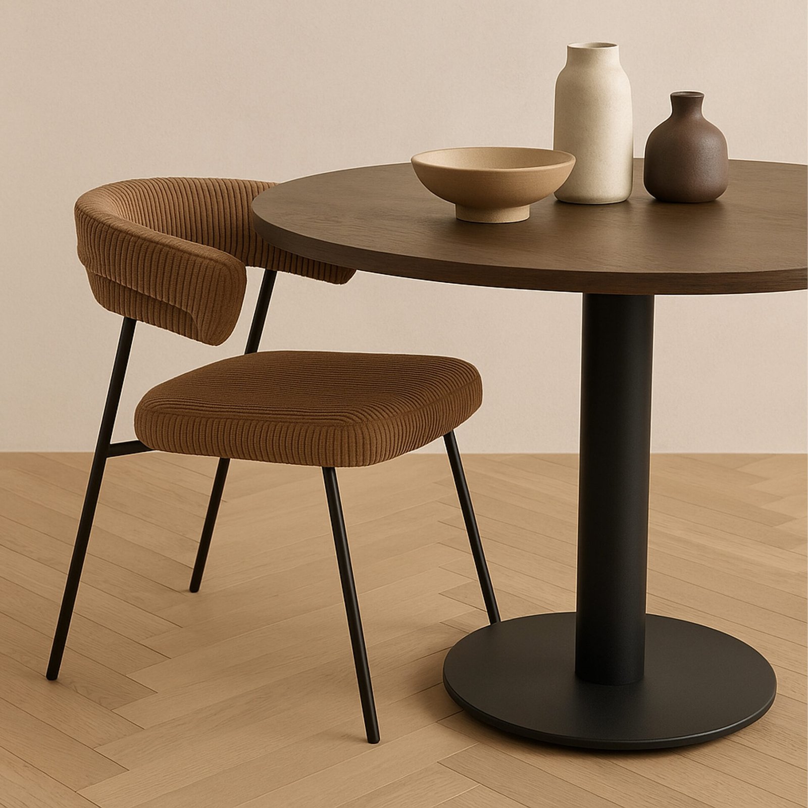 Set 4 Poltrone MEGAN Velluto Tortora