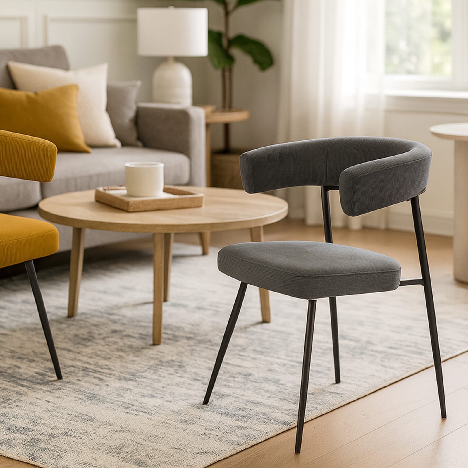 Set 4 Poltrone LARA Velluto Cenere