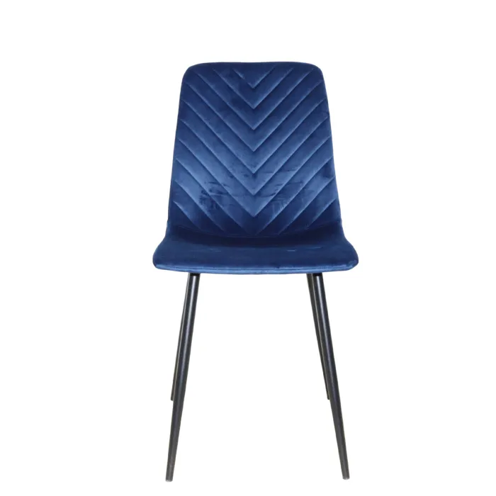 Set 6 Sedie ELETTRA in Velluto Blu con Gambe Nere, Seduta Imbottita - immagine 2