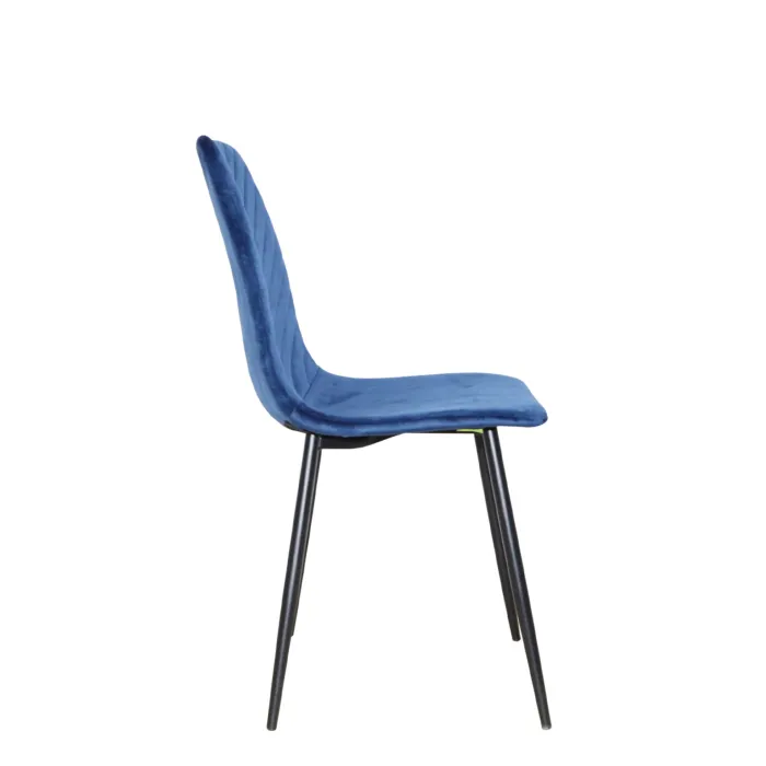 Set 6 Sedie ELETTRA in Velluto Blu con Gambe Nere, Seduta Imbottita - immagine 3