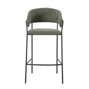 Set 4 Sgabelli APICE in Tessuto Verde con Gambe Nere, Schienale Ergonomico e Poggiapiedi
