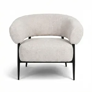 Poltrona ODEON in Tessuto Color Sabbia con Seduta Imbottita e Schienale Avvolgente, 82 × 71 × 74 cm