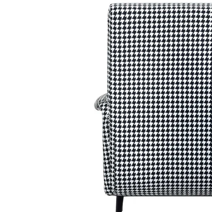 Poltrona ROSA in Tessuto Pied de Poule Bianco e Nero, Schienale Avvolgente e Design Vintage - immagine 4