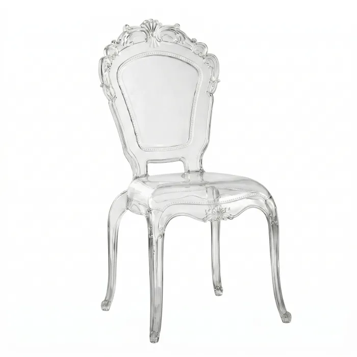 SET 4 Sedie Punto in Policarbonato Trasparente con Struttura Monoblocco e Schienale Sagomato Decorato - immagine 2