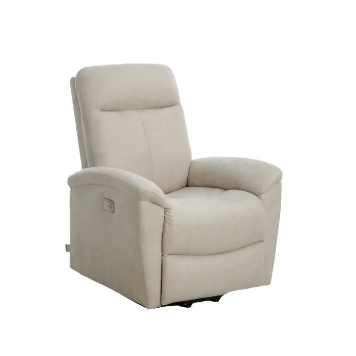 Poltrona Relax Elettrica a 2 Motori in Tessuto Mozart Tortora, Reclinabile con Schienale e Poggiapiedi Regolabili, 82 x 92 x 104 cm