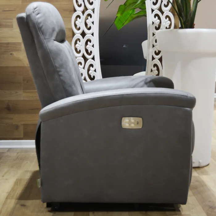 Poltrona Relax Nicole a 2 Motori in Tessuto Mozart Fango, Reclinabile con Comandi Elettrici, 82 x 92 x 104 cm - immagine 3