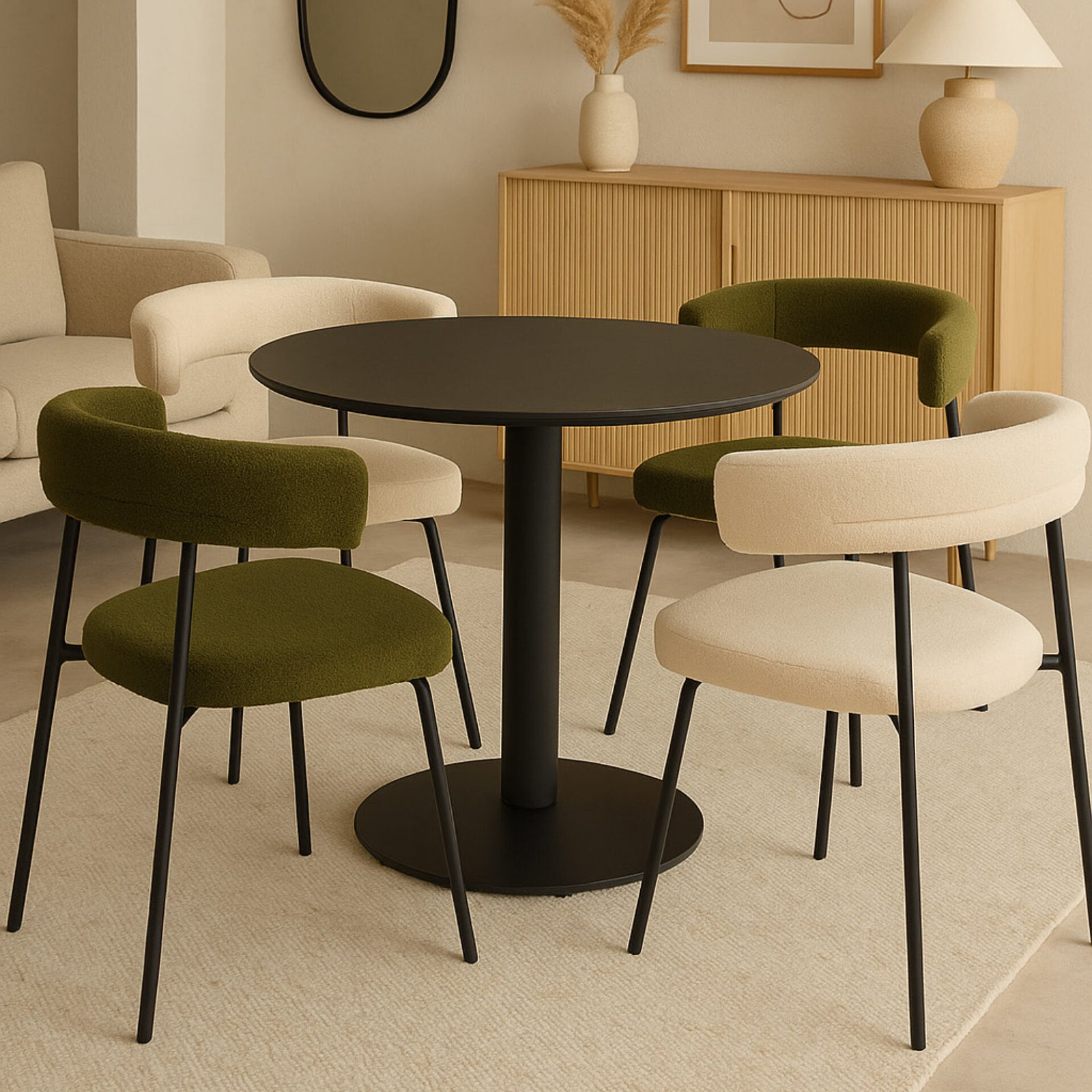 Set 2 Poltrone LARA Bouclé Verde