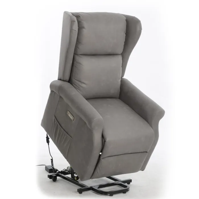 Poltrona Relax Alzapersona Arlette D Mozart in Tessuto Corda e Grigio con USB, Reclinabile Elettrica, 74 × 74 × 109 cm - immagine 3
