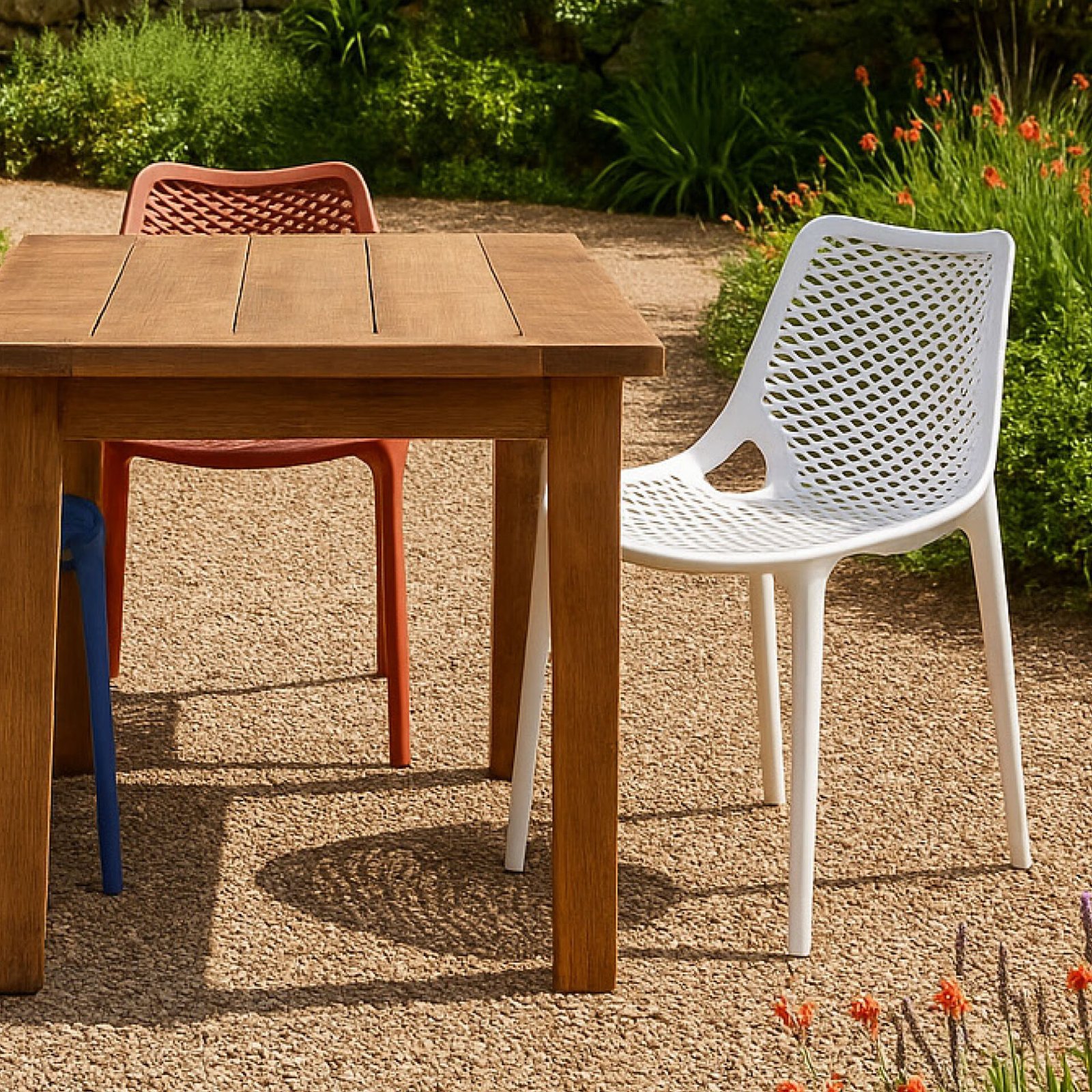 SET 4 SEDIA BRAGA POLIPROPILENE BIANCA IMPILABILE