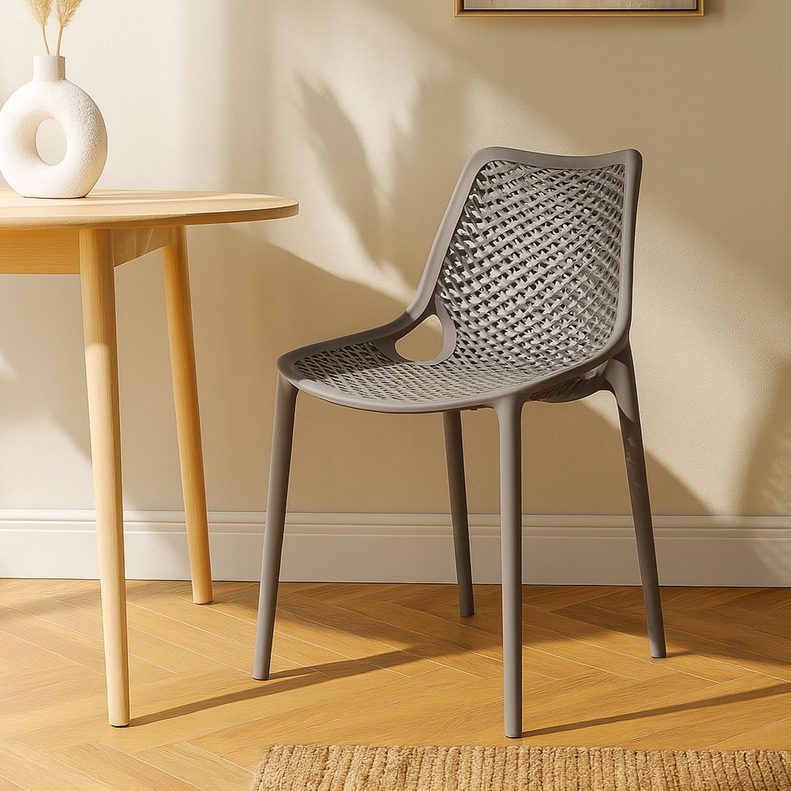 SET 4 SEDIA BRAGA POLIPROPILENE TORTORA IMPILABILE