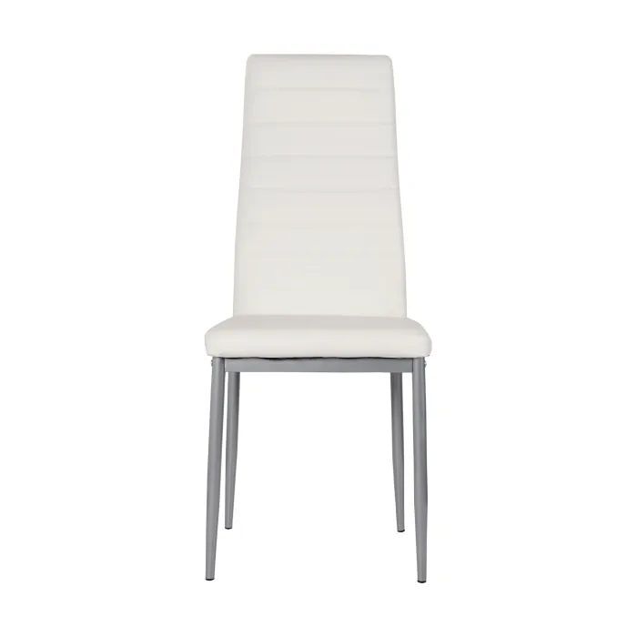 Set 6 Sedie Sveva in Similpelle Bianca con Struttura in Metallo Satinato, 40 x 47 x 96 cm - immagine 3