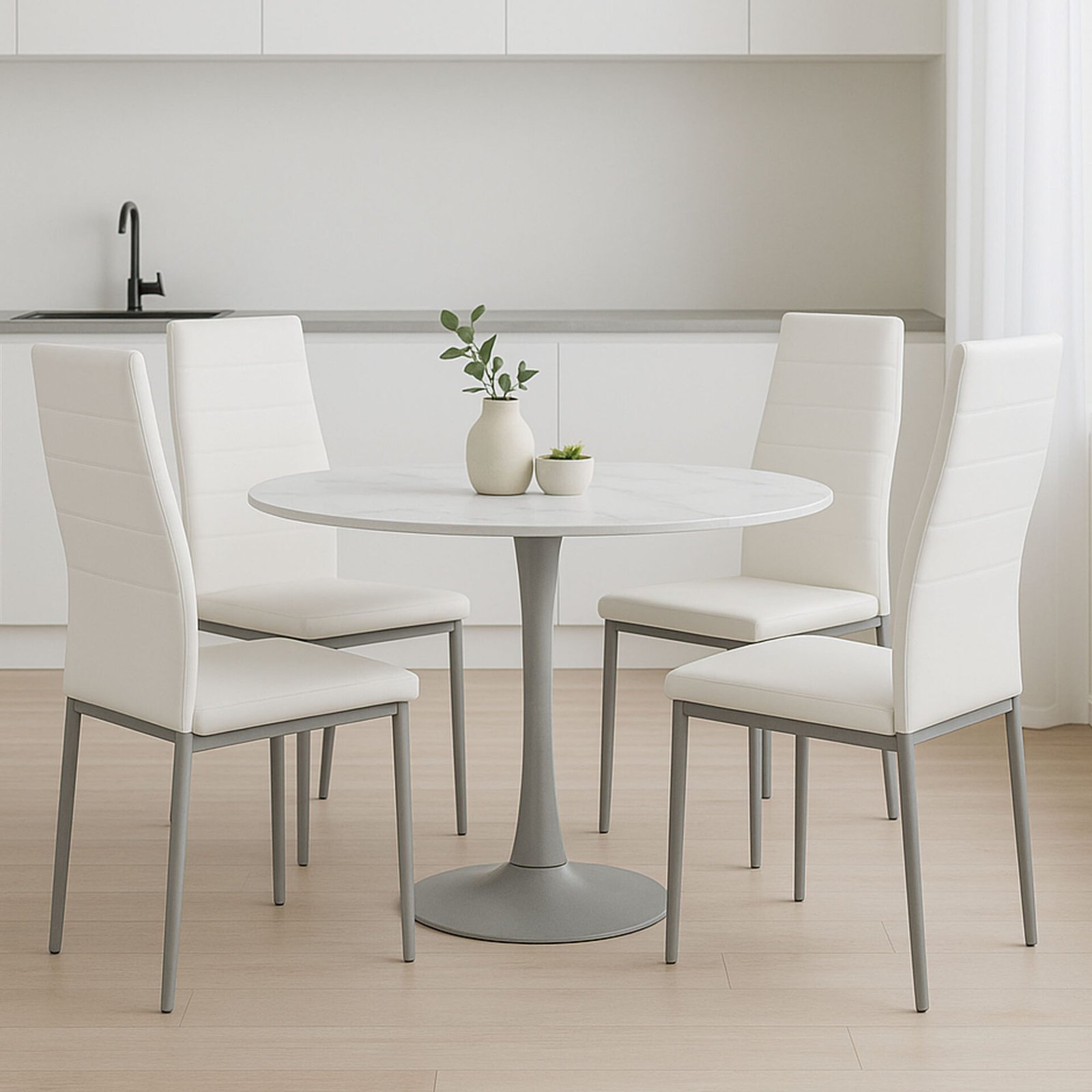 SEDIA QUEEN KIT ALL/BIANCA IN SIMILPELLE-6PZ