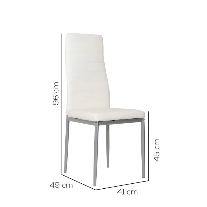 Set 6 Sedie Sveva in Similpelle Bianca con Struttura in Metallo Satinato, 40 x 47 x 96 cm - immagine 2