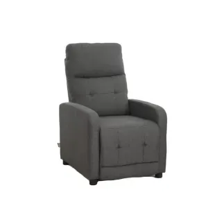Poltrona Relax Susan Push in Tessuto Fumo, Reclinabile con Sistema Push e Bottoni Decorativi