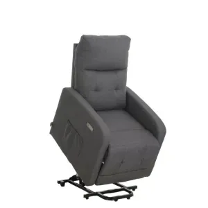 Poltrona Relax Elettrica Alzapersona Susan D in Tessuto Fumo, con Porta USB