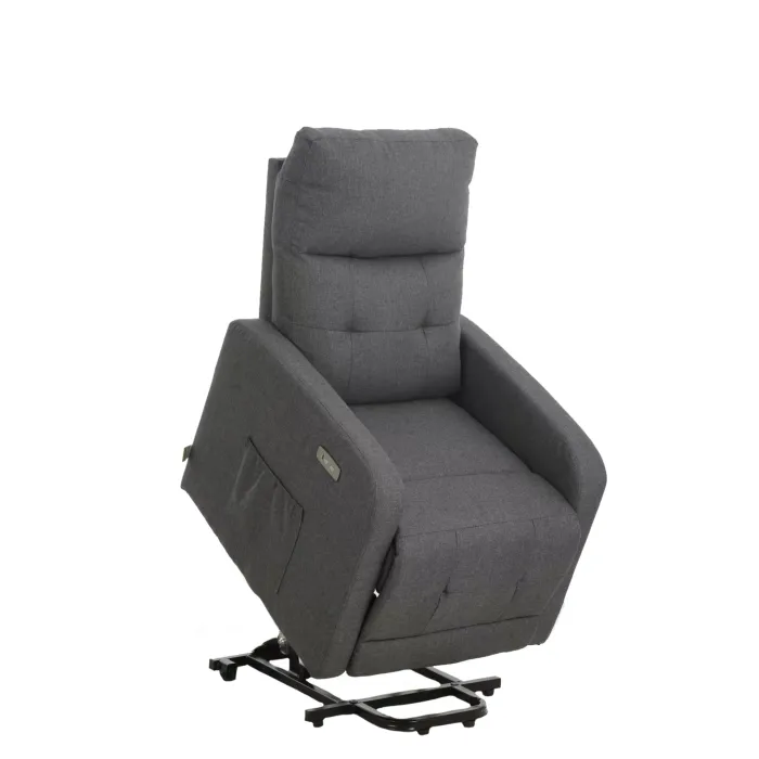 Poltrona Relax Elettrica Alzapersona Susan D in Tessuto Fumo, con Porta USB