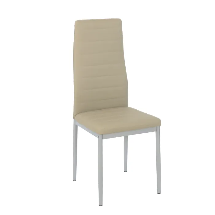 Set 6 Sedie Sveva Tortora in Ecopelle con Gambe in Alluminio, Seduta Imbottita e Schienale Ergonomico - immagine 2