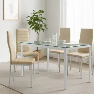Set 6 Sedie Sveva Tortora in Ecopelle con Gambe in Alluminio, Seduta Imbottita e Schienale Ergonomico