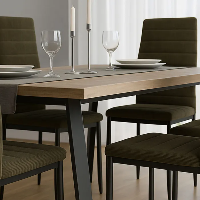 Set 6 Sedie Sveva in Vellutino Color Cenere, con Struttura in Metallo Nero e Design Elegante