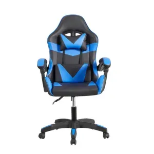 Poltrona Gaming ALFA Nera/Blu in Similpelle con Poggiatesta e Cuscino Lombare Regolabile