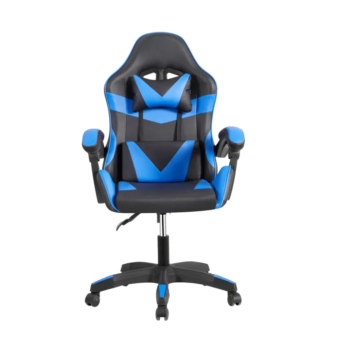 Poltrona Gaming ALFA Nera/Blu in Similpelle con Poggiatesta e Cuscino Lombare Regolabile