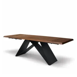 Tavolo Estensibile IAGO in Rovere Scuro con Gambe in Metallo Nero, 160–240 × 90 × 76 cm