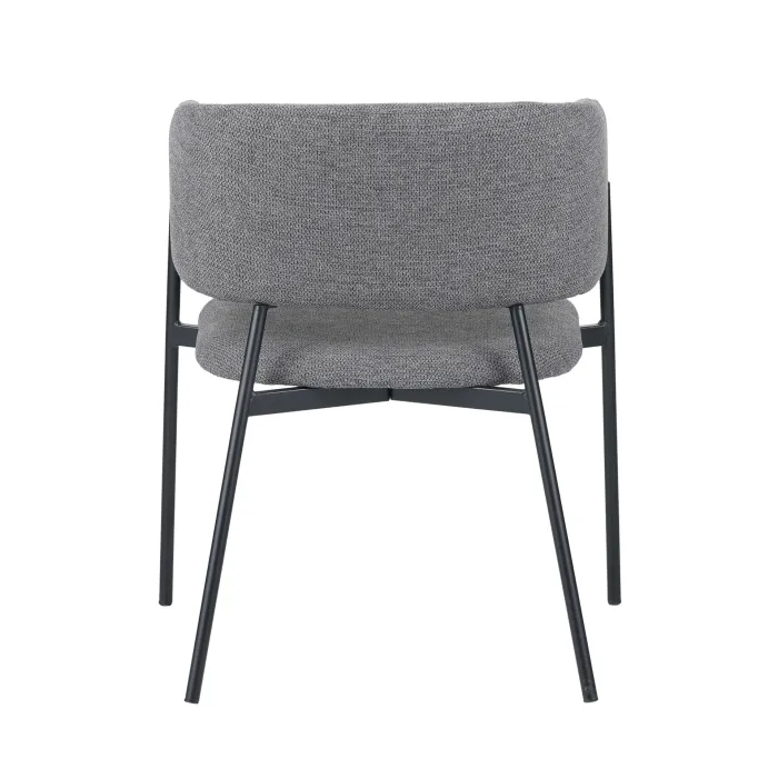 Set 4 Poltroncine Musa in Tessuto Cenere con Braccioli e Gambe in Ferro Nero, Design Moderno - immagine 3