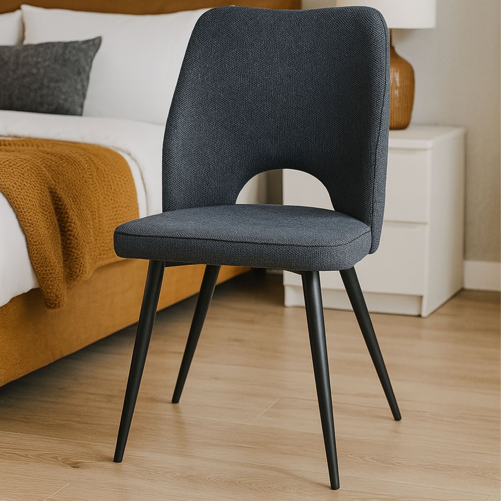 SET 4 SEDIA ASOLA TESSUTO BLU GAMBE NERE