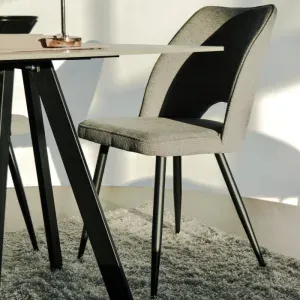 Set 4 Sedie Asola in Tessuto Grigio con Gambe Nere in Metallo, Design Moderno per Cucina e Sala da Pranzo