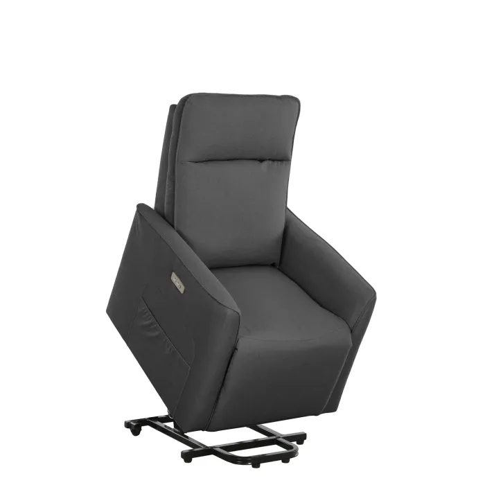 Poltrona Relax Elettrica Gotha D in Tessuto Fumo, Alzapersona con Porta USB