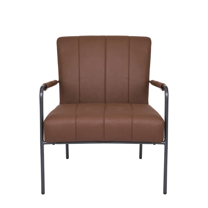 Poltrona Nikos in Tessuto Mozart Color Rame, con Rivestimento Sfoderabile e Struttura in Metallo Nero - immagine 4