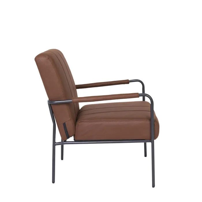 Poltrona Nikos in Tessuto Mozart Color Rame, con Rivestimento Sfoderabile e Struttura in Metallo Nero - immagine 2