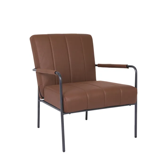 Poltrona Nikos in Tessuto Mozart Color Rame, con Rivestimento Sfoderabile e Struttura in Metallo Nero - immagine 3