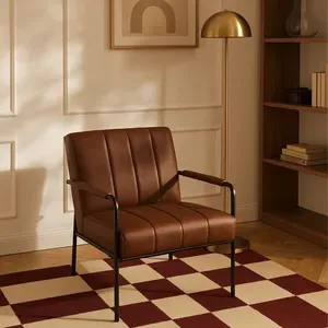 Poltrona Nikos in Tessuto Mozart Color Rame, con Rivestimento Sfoderabile e Struttura in Metallo Nero