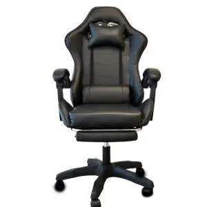 Sedia Gaming LUDOS Nera in Similpelle con Schienale Regolabile, Poggiatesta e Supporto Lombare