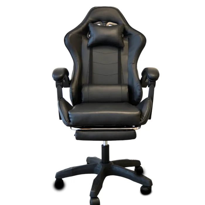 Sedia Gaming LUDOS Nera in Similpelle con Schienale Regolabile, Poggiatesta e Supporto Lombare