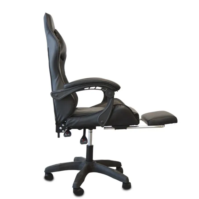 Sedia Gaming LUDOS Nera in Similpelle con Schienale Regolabile, Poggiatesta e Supporto Lombare - immagine 3