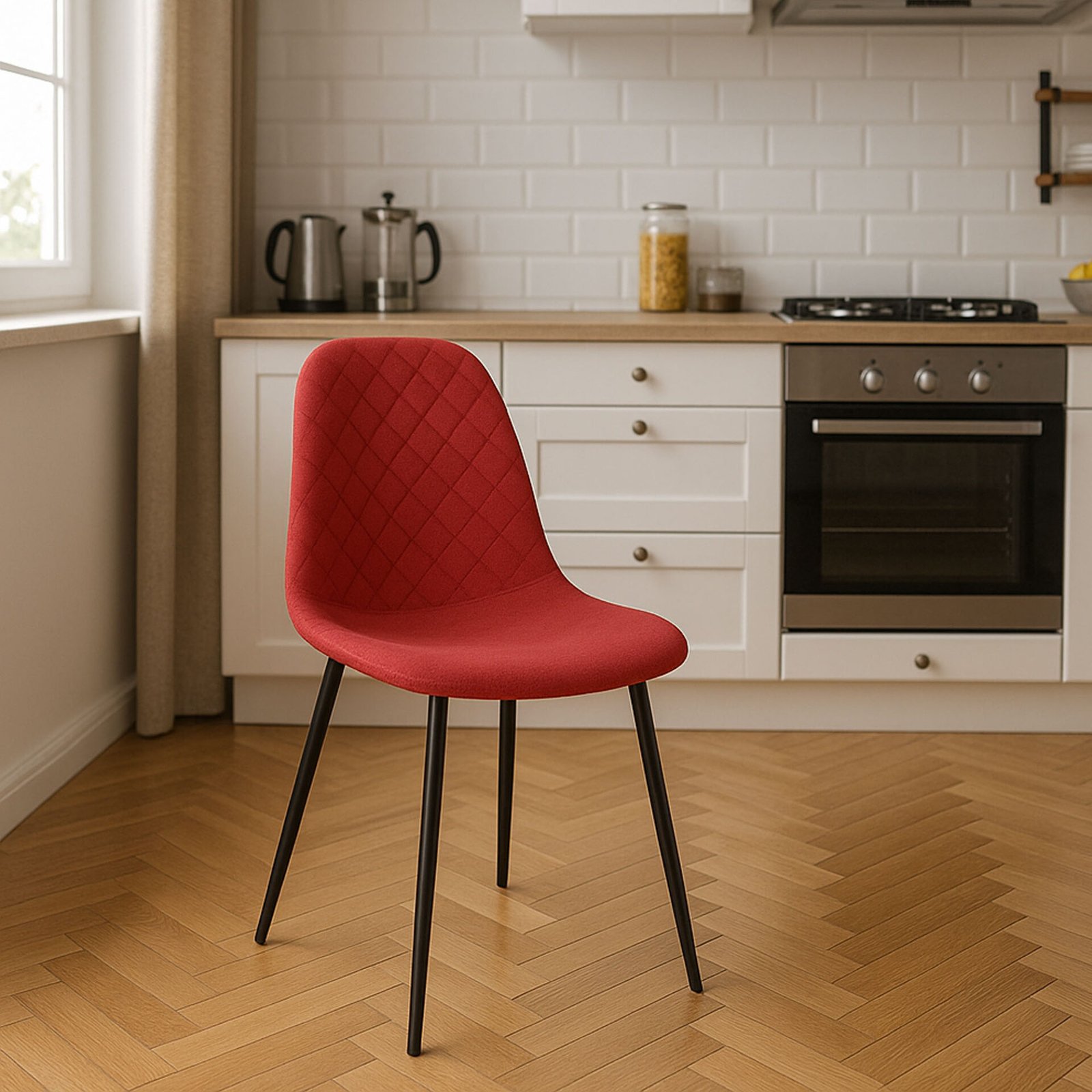 SET 4 SEDIA MARTA TESSUTO CANVAS PORPORA GAMBE NERE