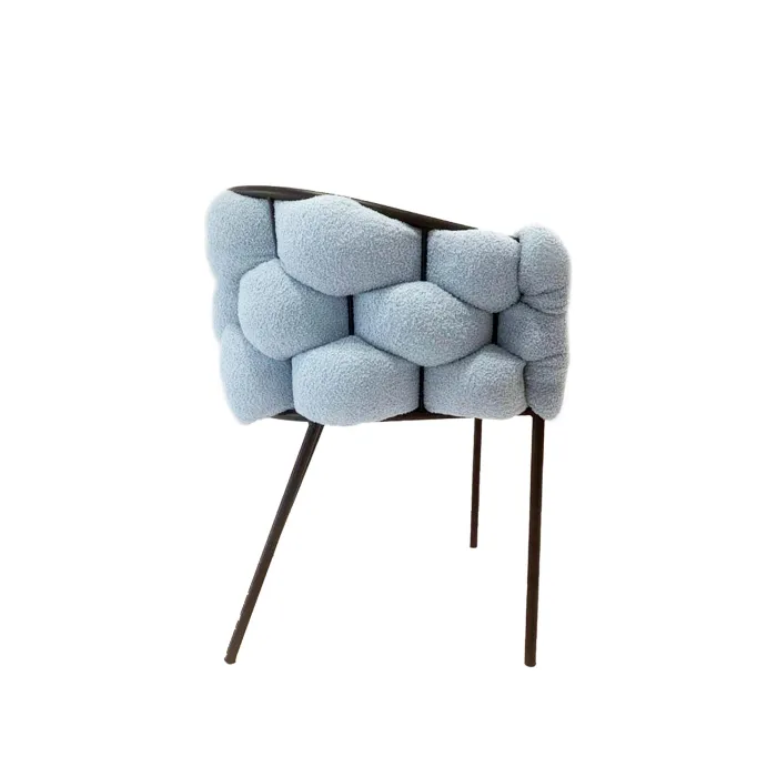 Set 2 Poltrone da Salotto Bouclé Azzurro con Gambe in Metallo, Design Moderno ed Elegante per Soggiorno - immagine 3