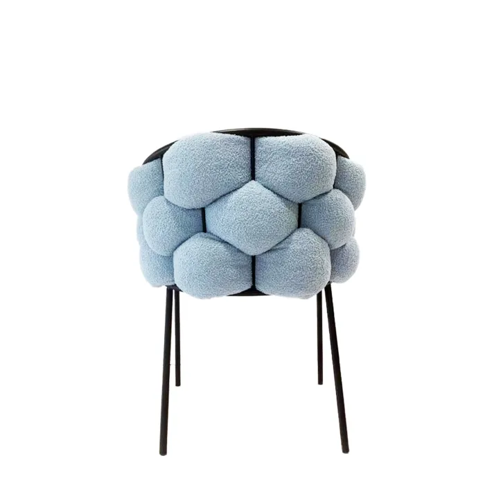 Set 2 Poltrone da Salotto Bouclé Azzurro con Gambe in Metallo, Design Moderno ed Elegante per Soggiorno - immagine 2