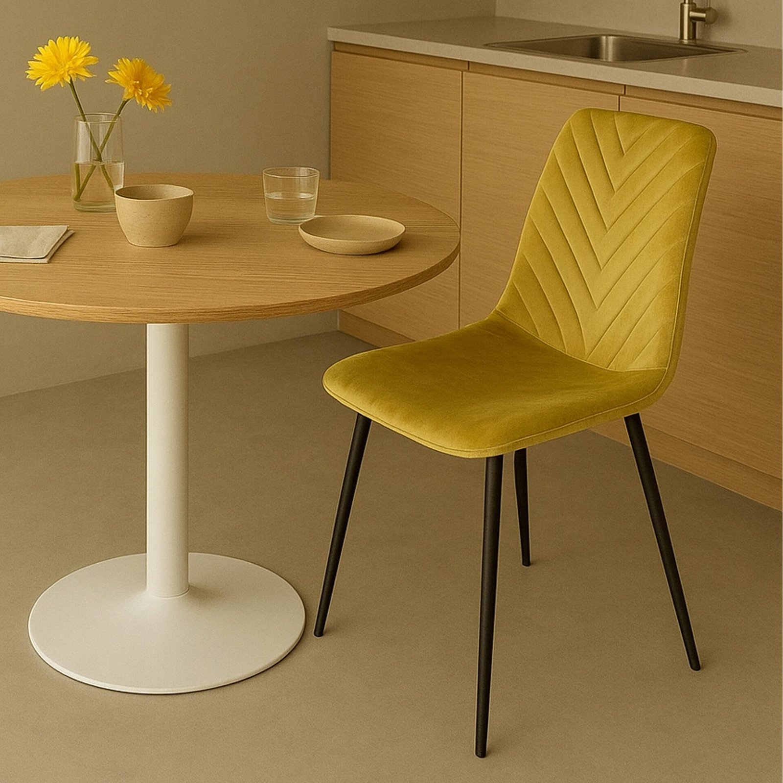 SET DI 6 SEDIA ELETTRA VELLUTO SENAPE