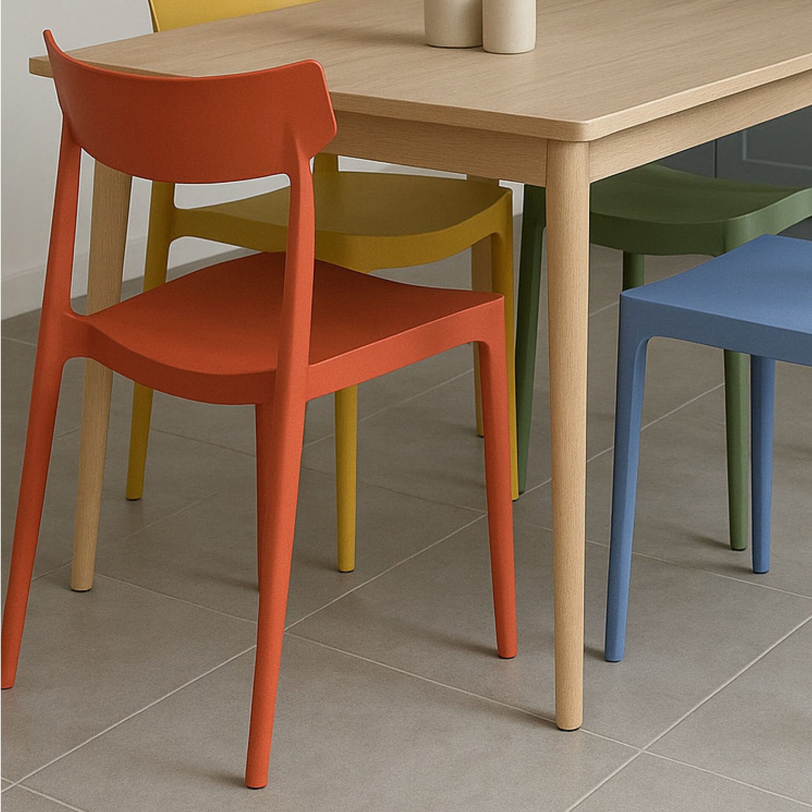 SET 4 SEDIA ETRA POLIPROPILENE ROSSO MATTONE