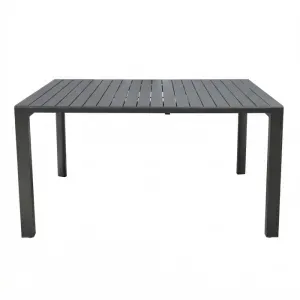 Tavolo JEFF Allungabile da Giardino in Alluminio Antracite con Piano a Doghe, 100/150 × 150 cm