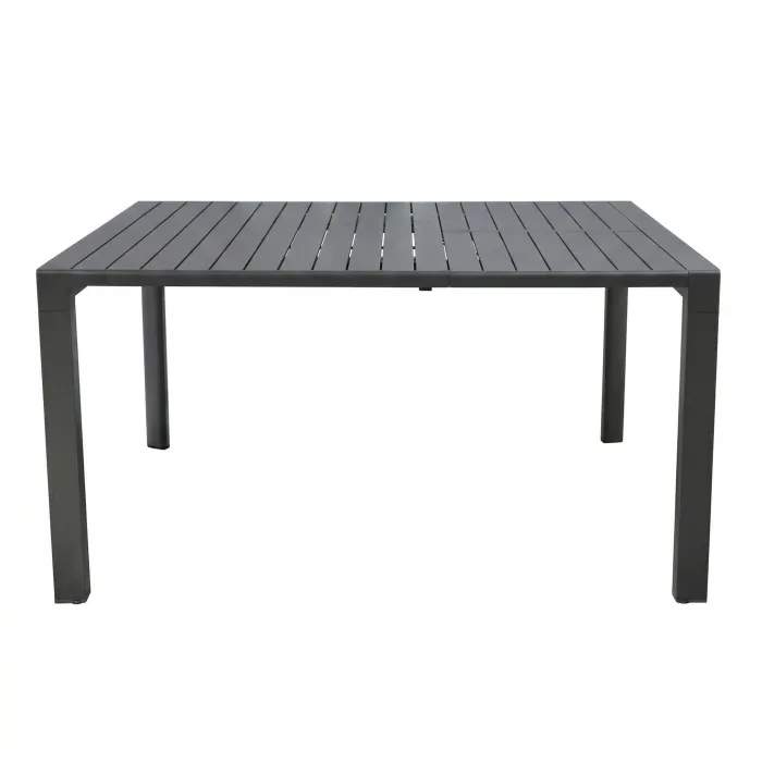 Tavolo JEFF Allungabile da Giardino in Alluminio Antracite con Piano a Doghe, 100/150 × 150 cm
