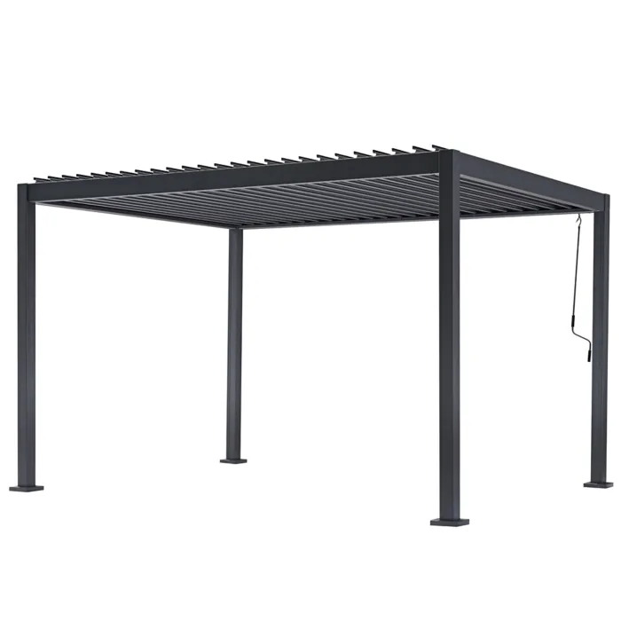 Pergola Bioclimatica PRAJA Antracite in Alluminio con Tetto a Lamelle Orientabili, 3 × 4 m, Altezza 2,50 m