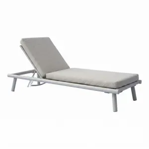 Lettino TAO in Alluminio Creta e Textilene Sabbia con Cuscino Beige Idrorepellente, Schienale Regolabile, 196 × 70 × 90 cm