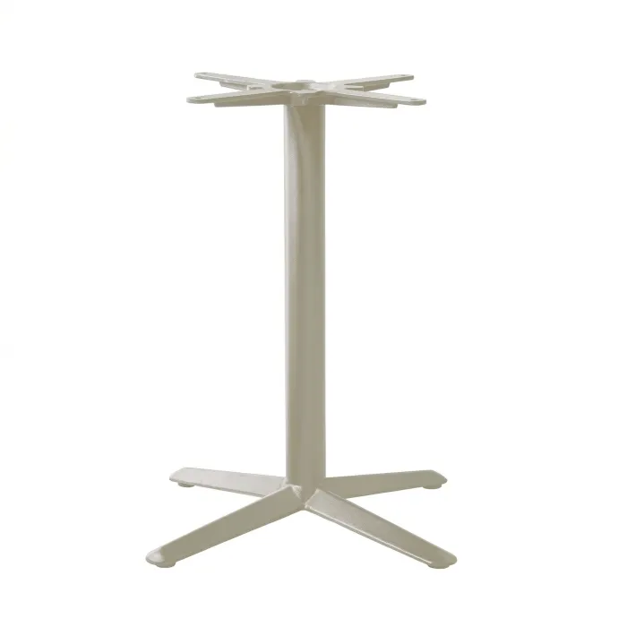 Base Tavolo in Ghisa e Acciaio Color Tortora con Piede a 4 Razze, Ø60 × 75 cm