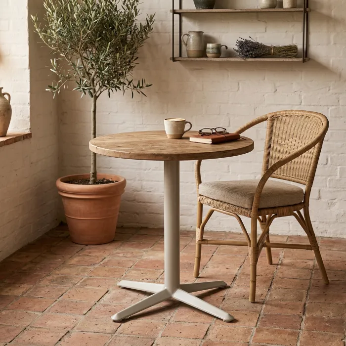 Base Tavolo in Ghisa e Acciaio Color Tortora con Piede a 4 Razze, Ø60 × 75 cm - immagine 2